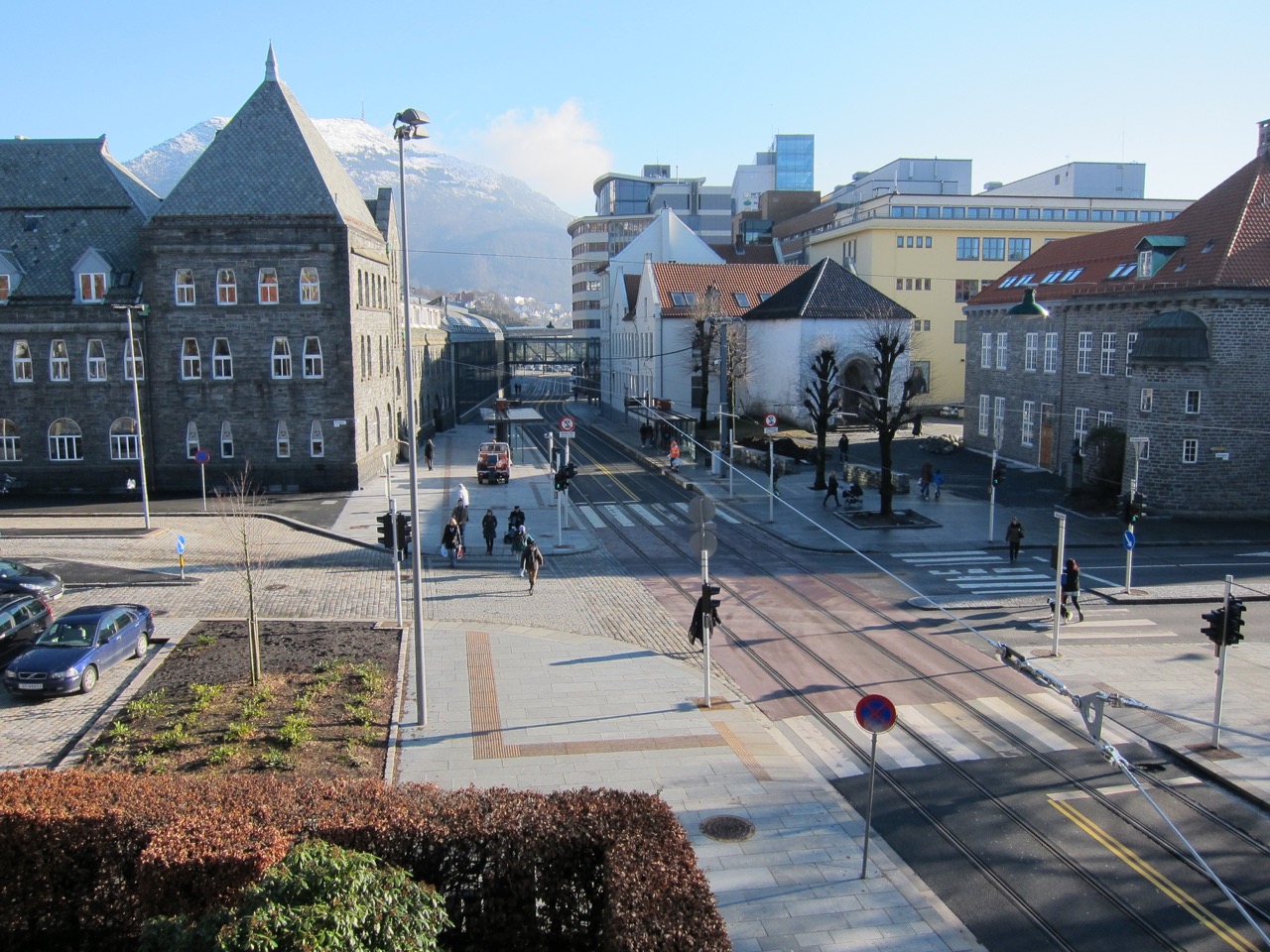 Bybane i Bergen, granitt, belegningsstein av granitt